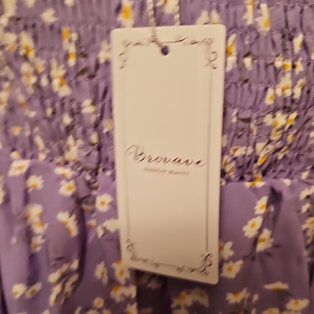 Chic Lavender Floral Midi Dress L NWT - Picture 3 of 5